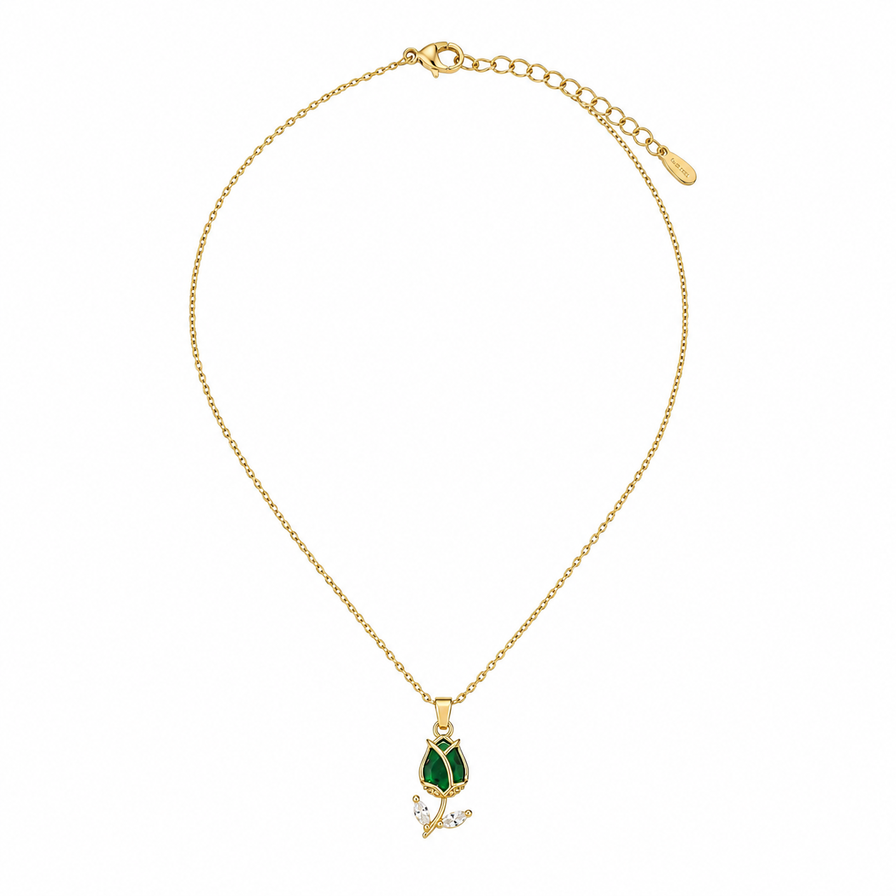Swarique Panna Pushp Gold Rose Pendant Necklace | 316L Stainless Steel Anti-Tarnish Necklace