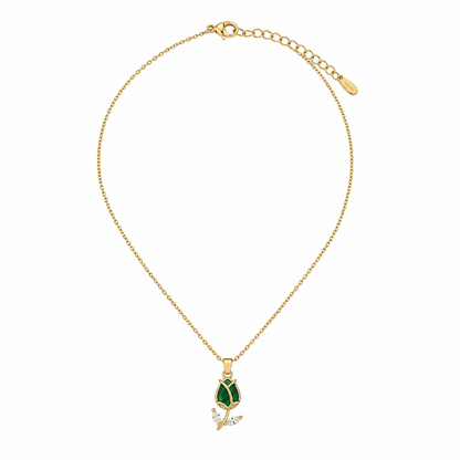 Swarique Panna Pushp Gold Rose Pendant Necklace | 316L Stainless Steel Anti-Tarnish Necklace