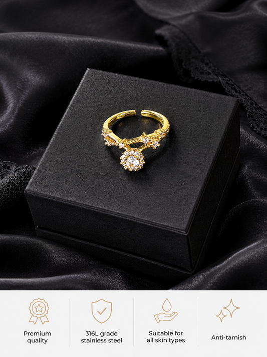 Swarique Aarohi Floral Spark Adjustable Ring