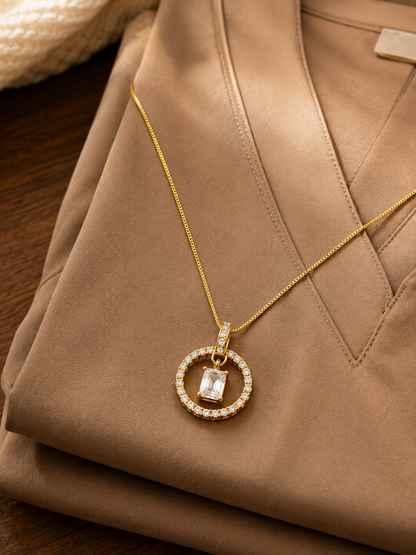 Swarique Arohi Crystal Halo Pendant Necklace