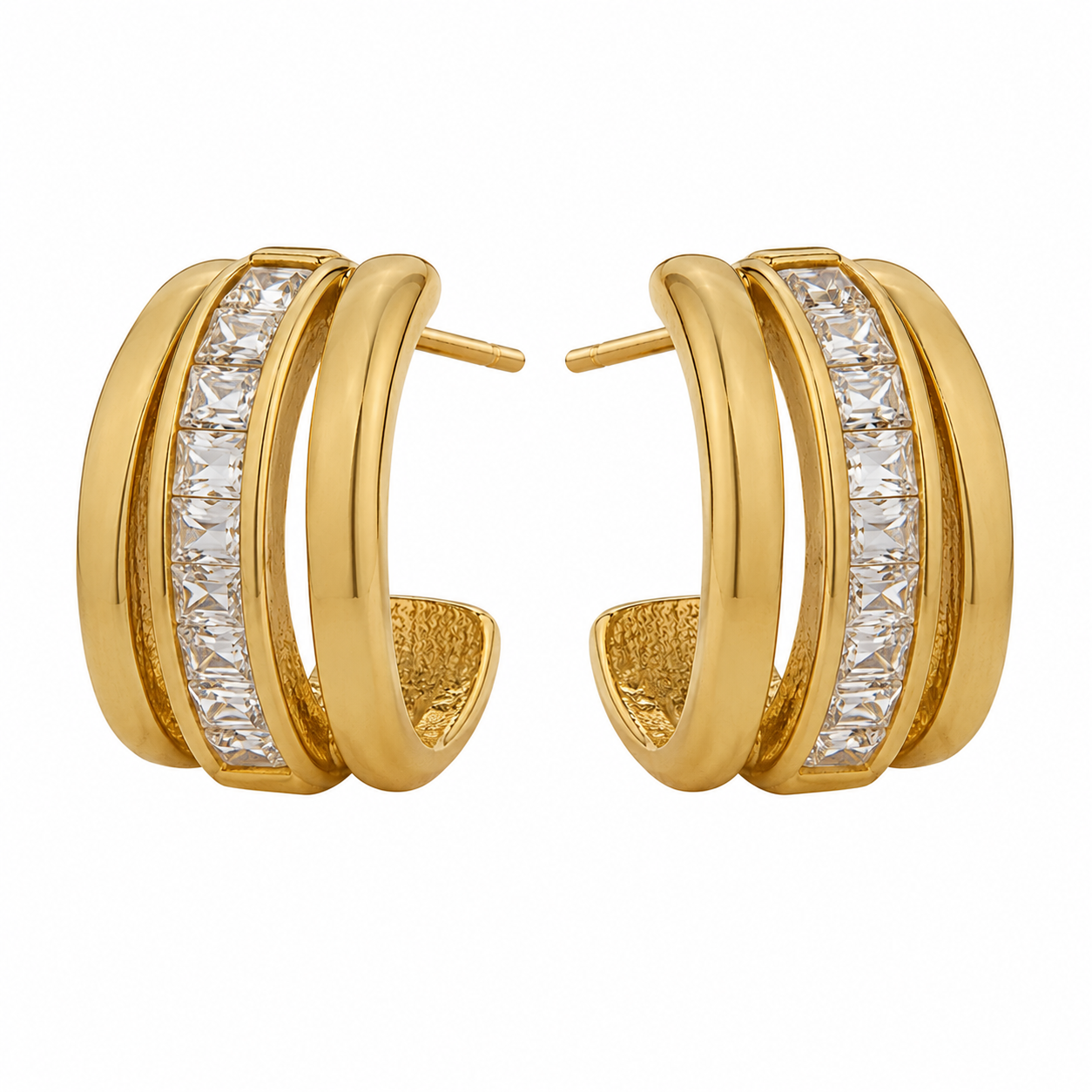Swarique Aarunya Crystal Hoop Earrings | Anti Tarnish Gold Hoop Earrings