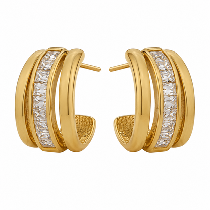 Swarique Aarunya Crystal Hoop Earrings | Anti Tarnish Gold Hoop Earrings