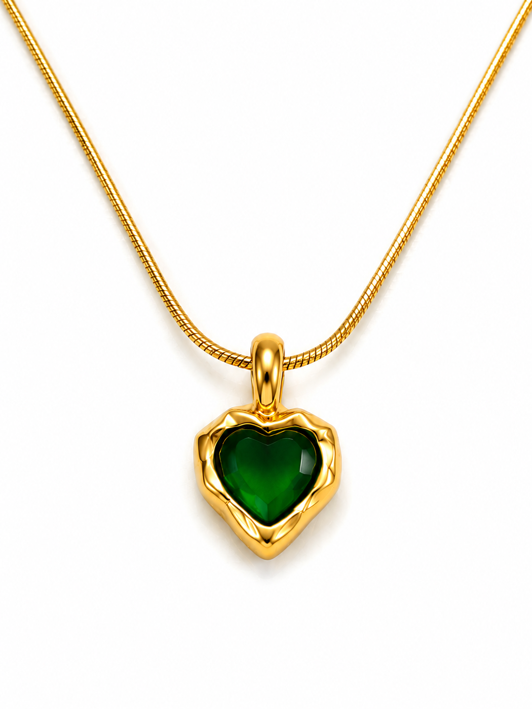 Emerald Heart Whisper Pendant Necklace