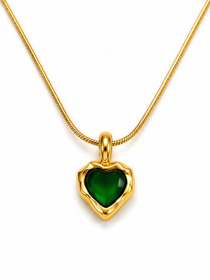 Emerald Heart Whisper Pendant Necklace