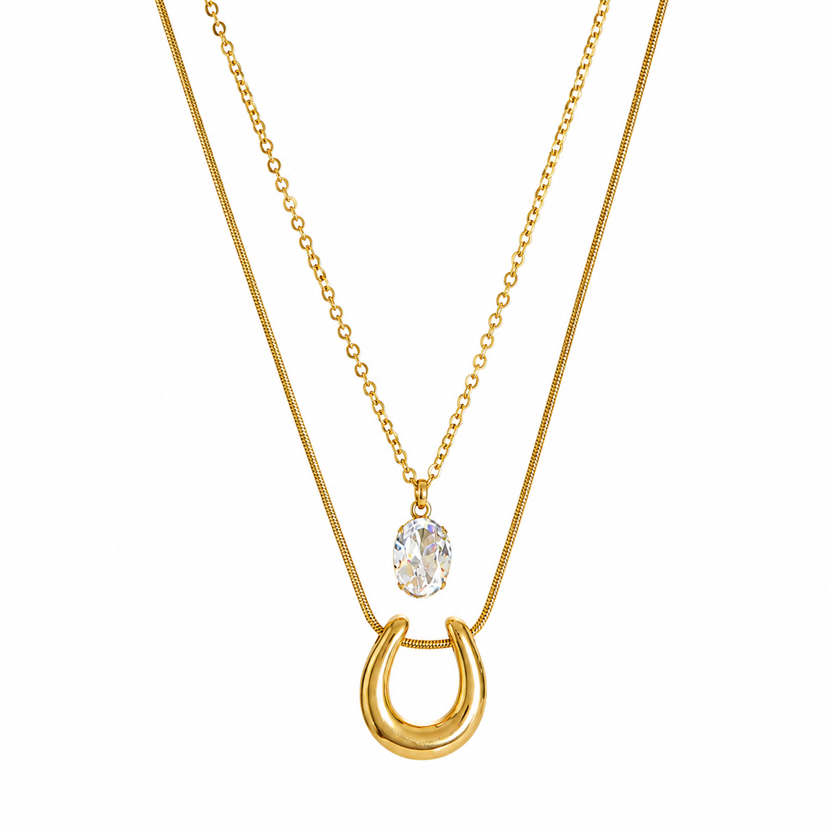 Swarique Aashvi Crystal Horseshoe Layered Necklace