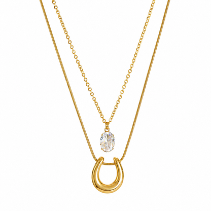 Swarique Aashvi Crystal Horseshoe Layered Necklace