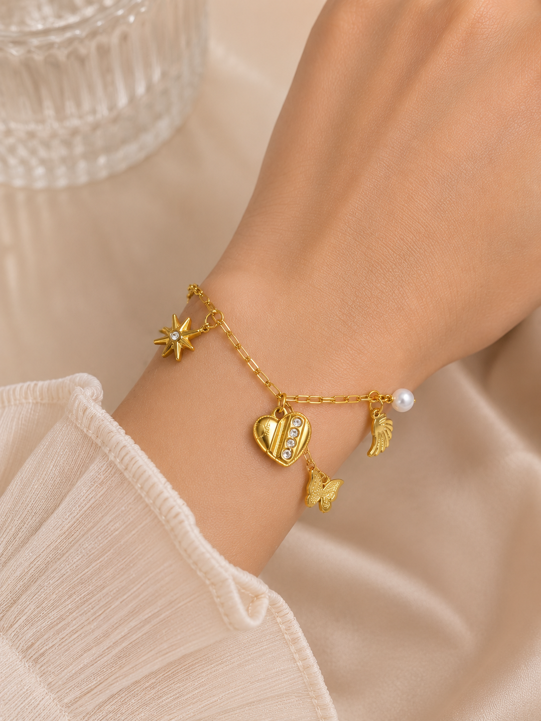 Swarique Elara Heart Charm Chain Bracelet