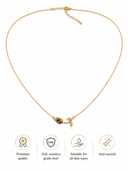 Swarique Neelpushp Bloom Necklace | Purple Crystal Anti-Tarnish Necklace