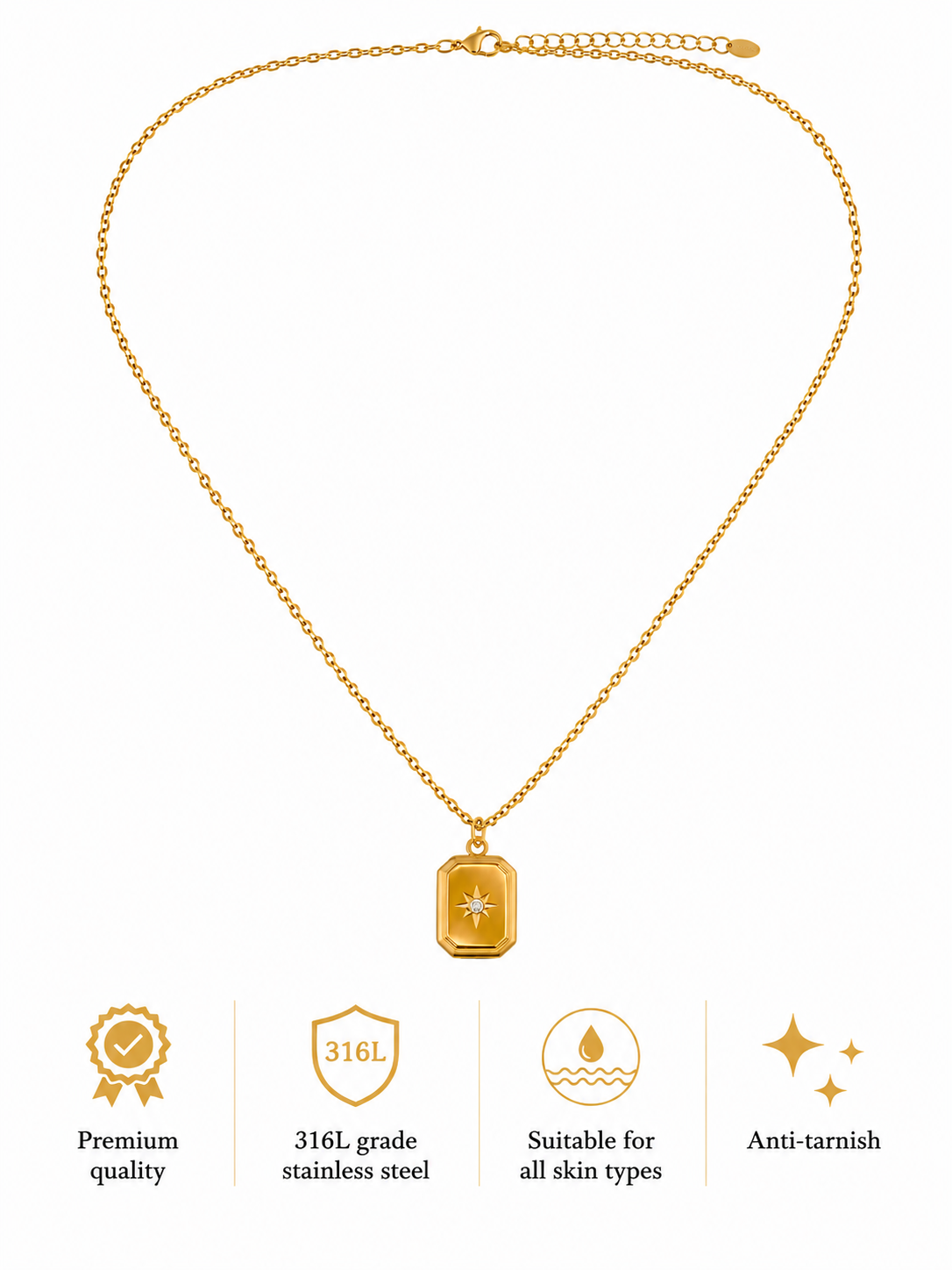 Swarique Dhruva Star Pendant Necklace – Gold Plated Celestial Medallion Necklace