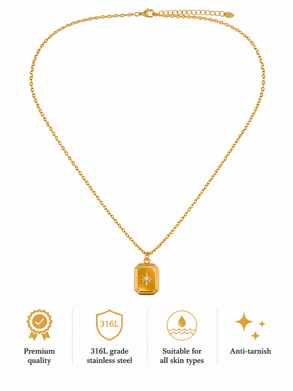 Swarique Dhruva Star Pendant Necklace – Gold Plated Celestial Medallion Necklace