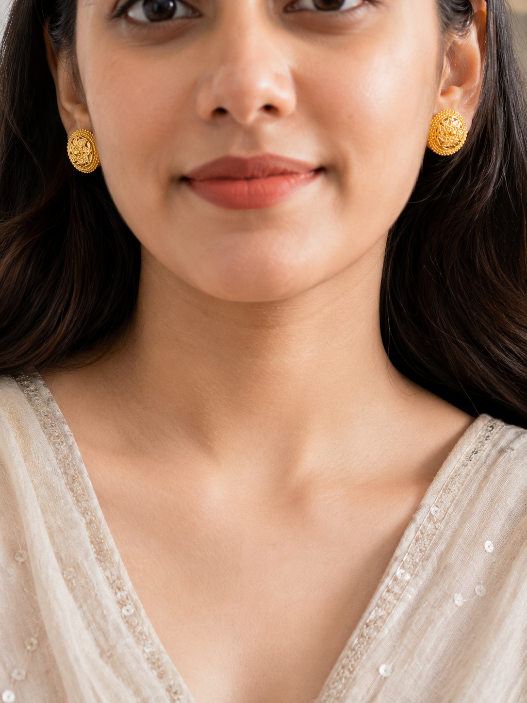Swarique Vamika Floral Leaf Stud Earrings