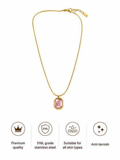 Swarique Gulnaar Pink Crystal Pendant Necklace