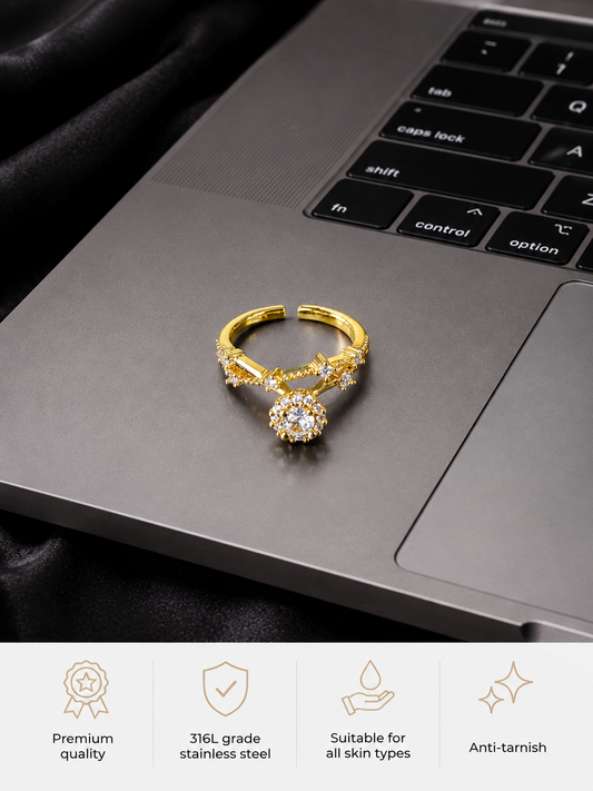 Swarique Aarohi Floral Spark Adjustable Ring