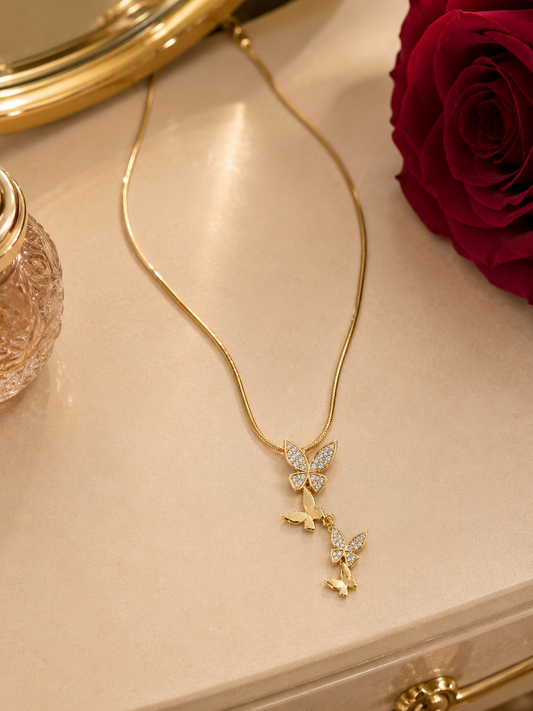 Swarique Aabha Butterfly Cascade Pendant Necklace