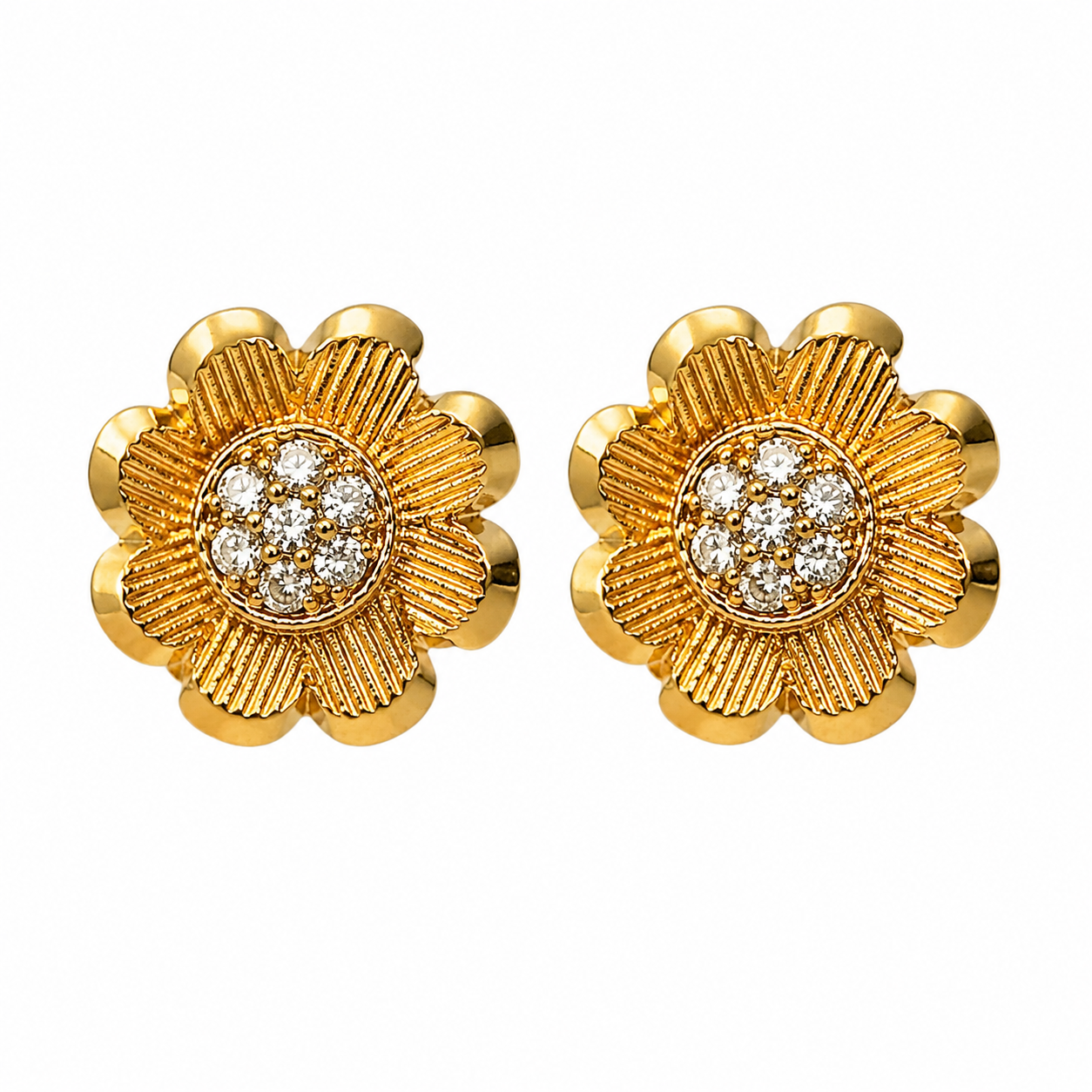 Swarique Kanakpushpa Crystal Floral Stud Earrings
