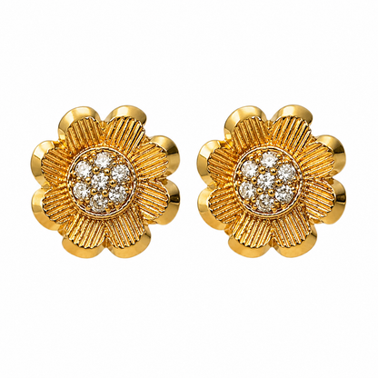 Swarique Kanakpushpa Crystal Floral Stud Earrings