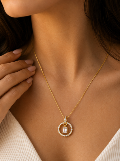 Swarique Arohi Crystal Halo Pendant Necklace