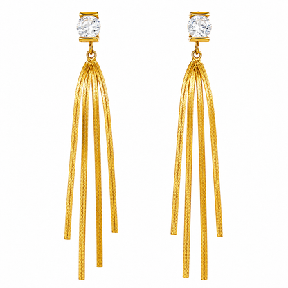 Swarique Sunehri Lehar Tassel Drop Earrings