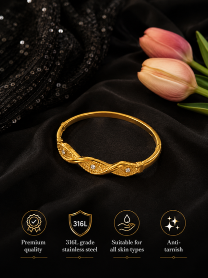 Swarique Suvarna Lehar Crystal Bracelet – Gold Plated | 316L Stainless Steel