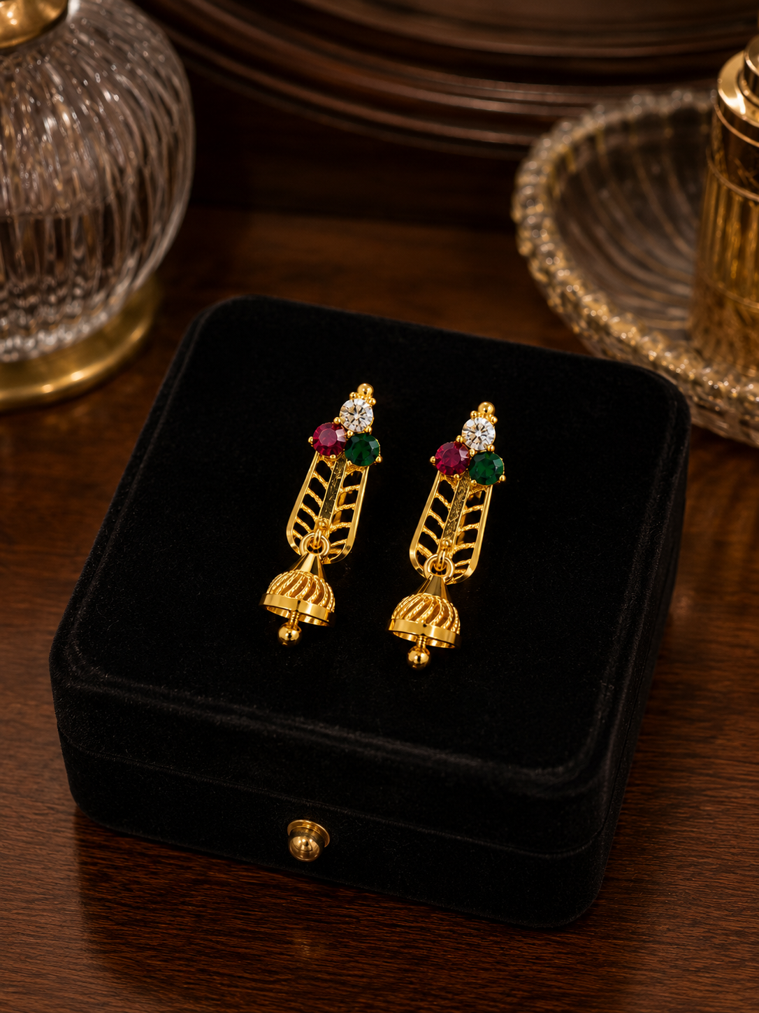 Swarique Mahika Jhumka Earrings (Multicolor)