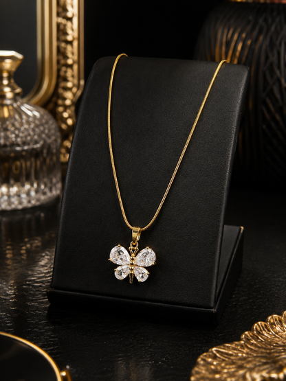 Swarique Pankhuri Crystal Butterfly Pendant Necklace