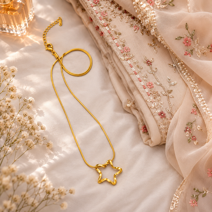Swarique Tara Jyoti 316L Gold Star Pendant Necklace