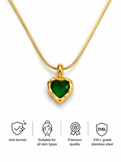 Emerald Heart Whisper Pendant Necklace
