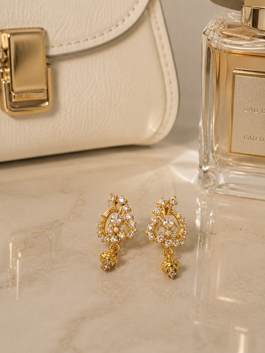 Aarohi Sparkle 1 gm Gold Drop Earrings