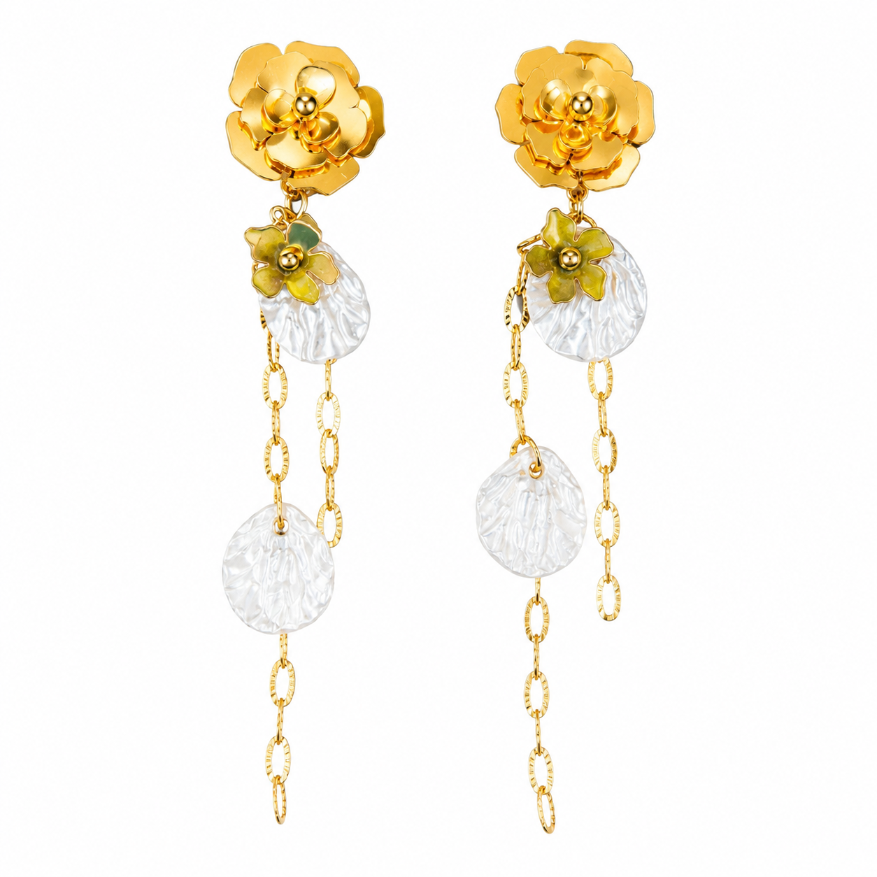Swarique Madhulika Moti Floral Chain Earrings