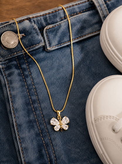 Swarique Pankhuri Crystal Butterfly Pendant Necklace