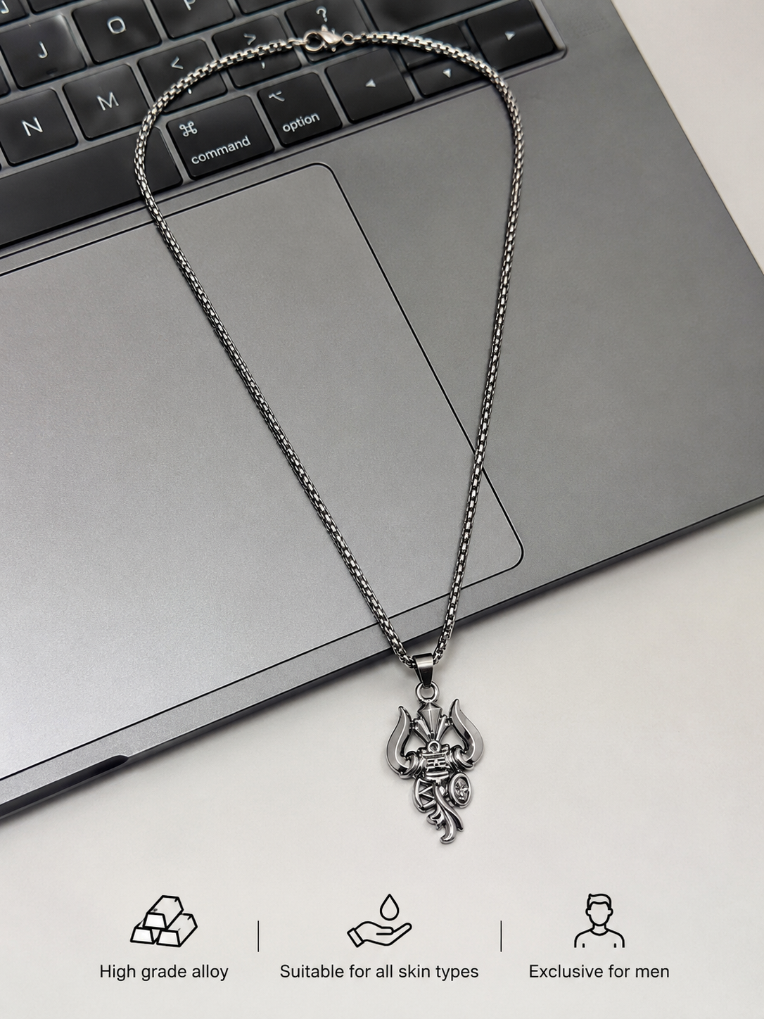 Swarique Mahakaal Trishul Damru Pendant Chain for Men | Premium Stainless Steel Spiritual Necklace