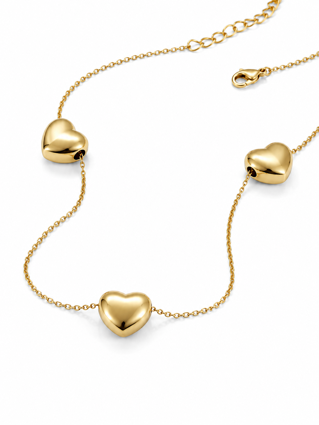 Amora Triple Heart Gold Anklet | 316L Stainless Steel Anti-Tarnish Adjustable Anklet for Women