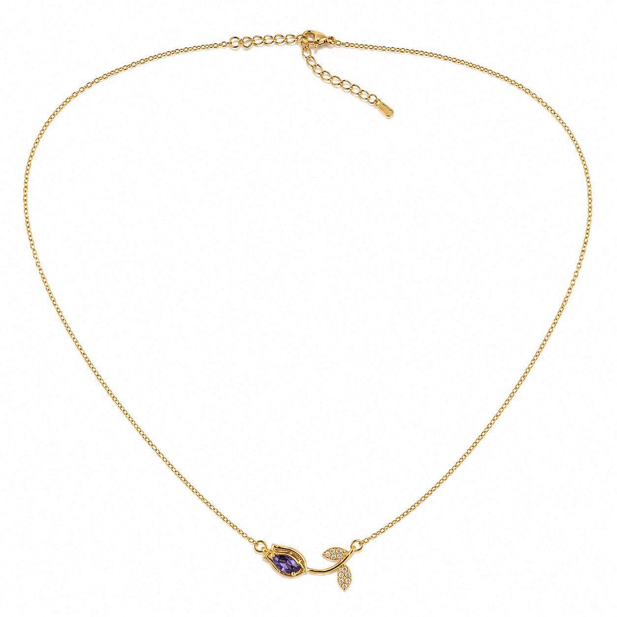 Swarique Neelpushp Bloom Necklace | Purple Crystal Anti-Tarnish Necklace