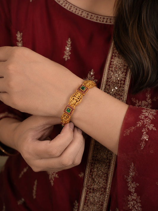 Swarique Aadhira Lakshmi Temple Bangle (Set of 2)