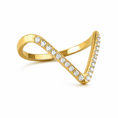 Swarique Veda Sparkle Crystal V Open Ring