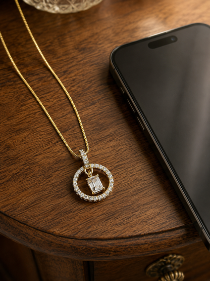 Swarique Arohi Crystal Halo Pendant Necklace