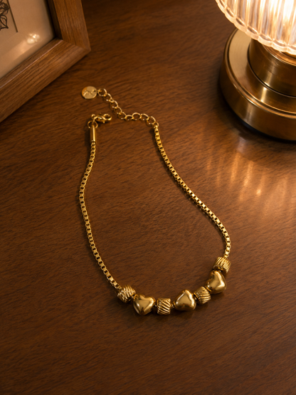 Swarique Premika Heart Charm Anklet – Gold Plated Adjustable Anklet