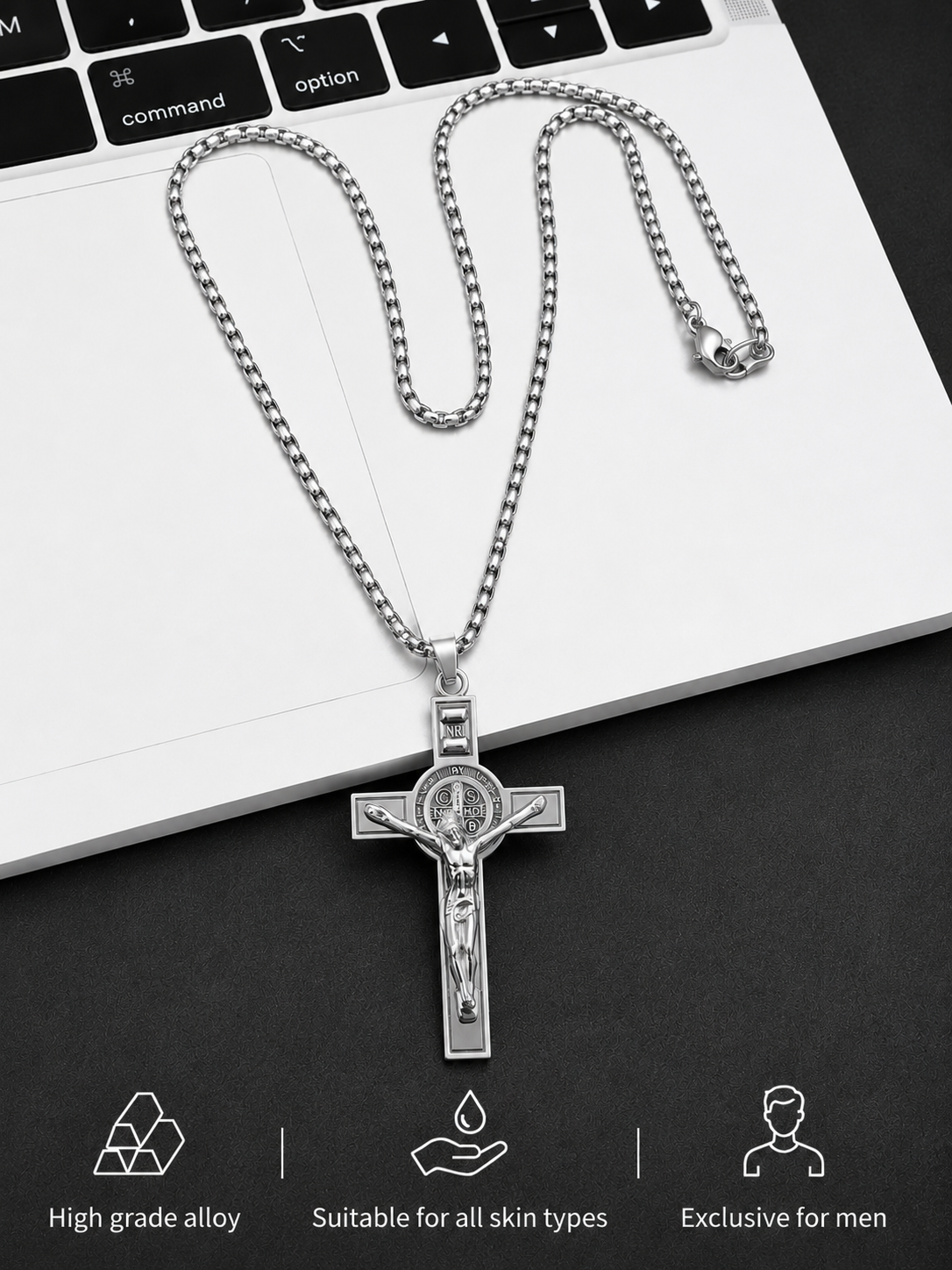 Swarique Jesus Christ Crucifix Pendant Chain for Men