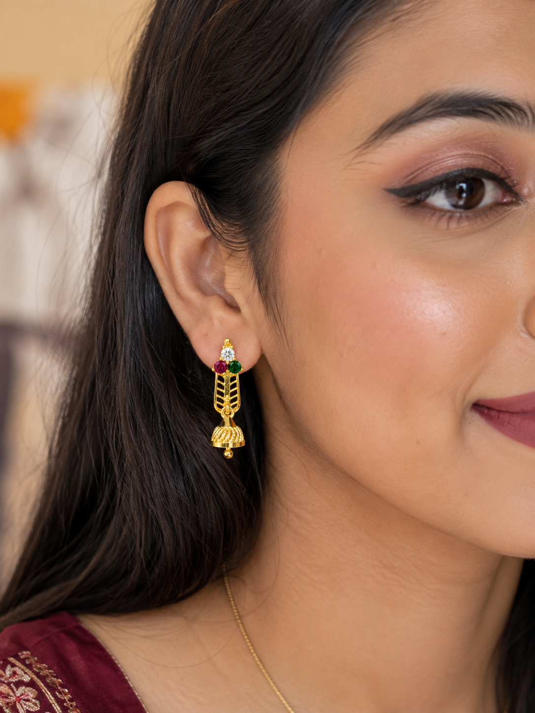Swarique Mahika Jhumka Earrings (Multicolor)