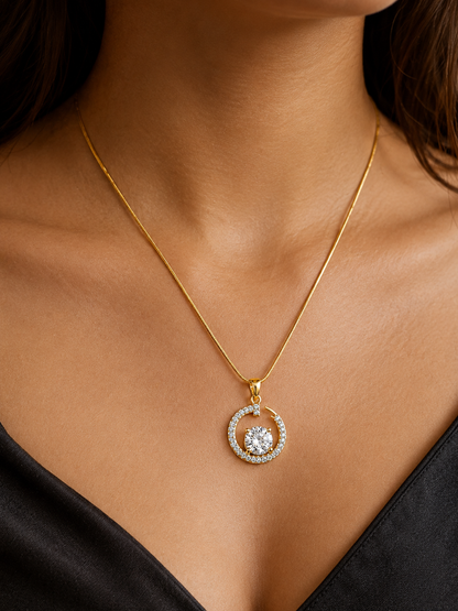 Swarique Nandini Crystal Orbit Pendant Necklace