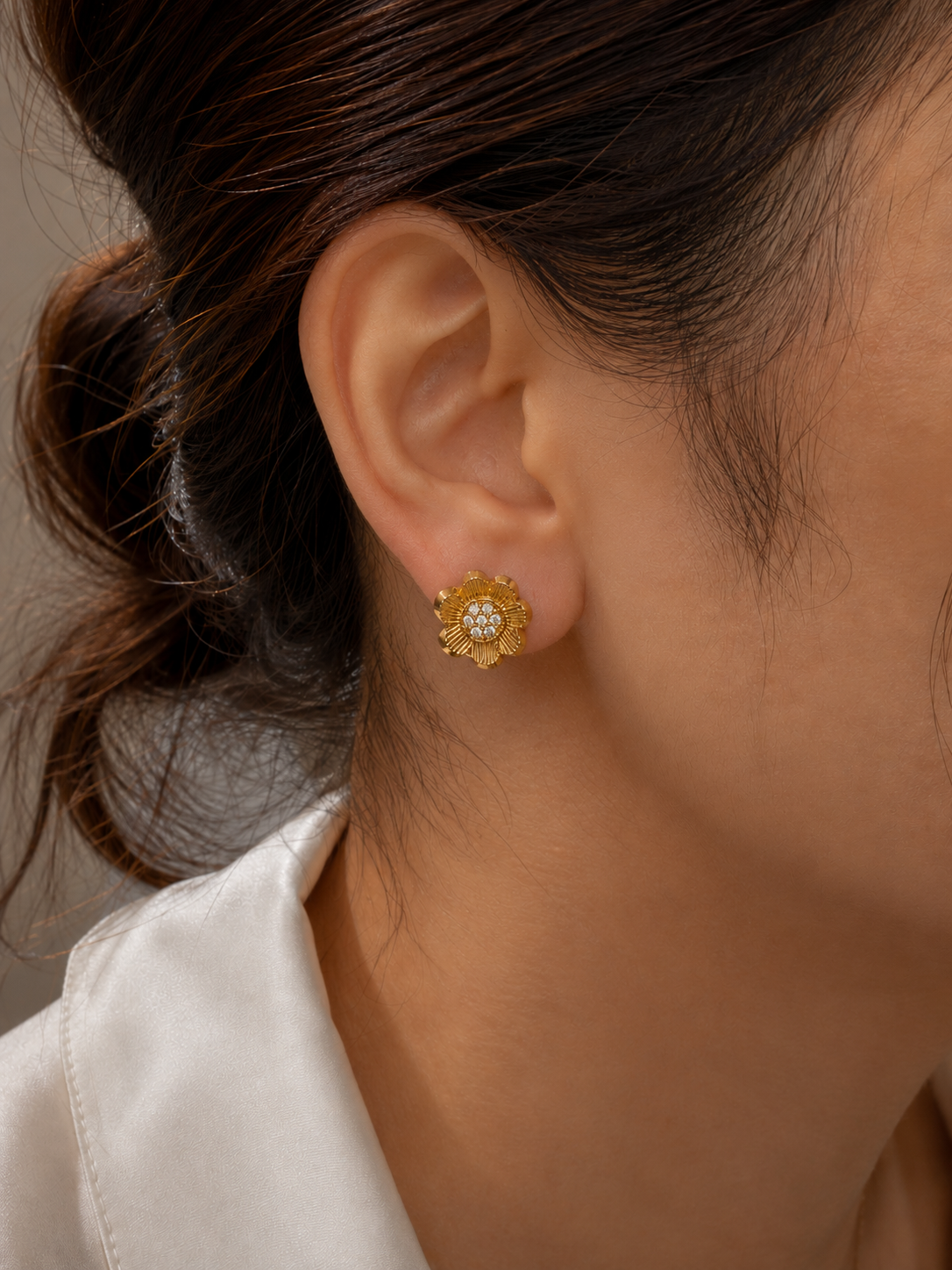 Swarique Kanakpushpa Crystal Floral Stud Earrings