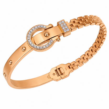 Swarique Gulnaaz Crystal Buckle Bracelet – Rose Gold Plated | 316L Stainless Steel