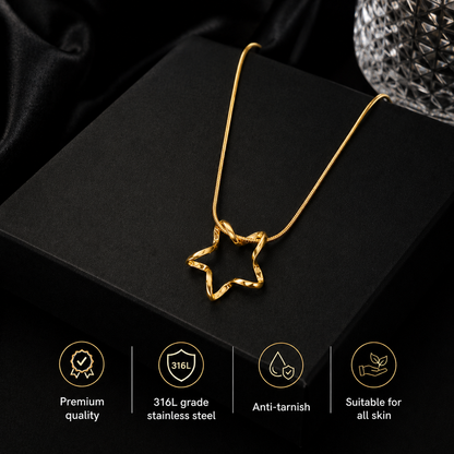Swarique Tara Jyoti 316L Gold Star Pendant Necklace