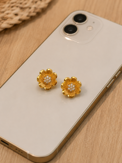 Swarique Kanakpushpa Crystal Floral Stud Earrings