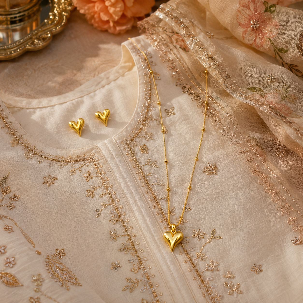 Swarique Madhurima Heart Jewellery Set