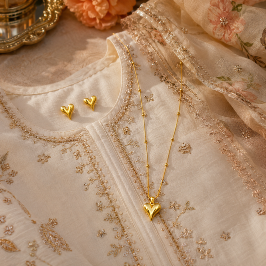 Swarique Madhurima Heart Jewellery Set