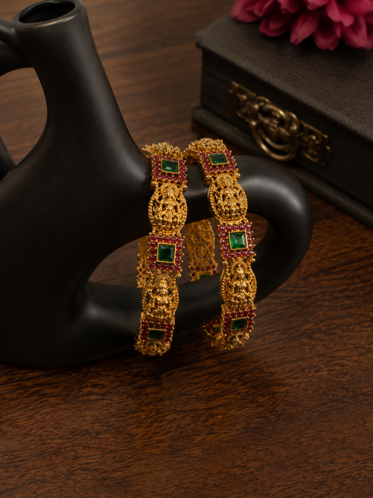 Swarique Aadhira Lakshmi Temple Bangle (Set of 2)