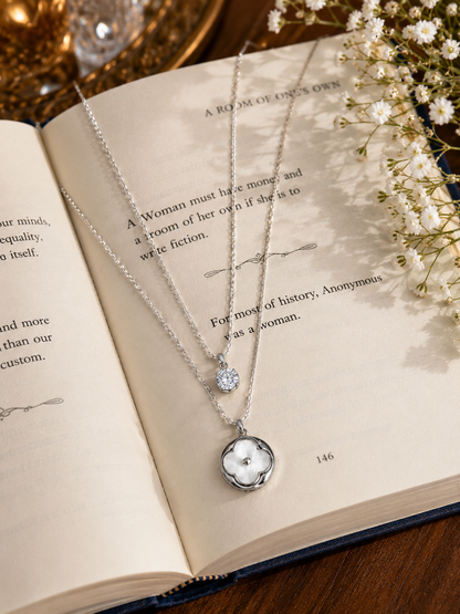 Swarique Silver Moti Bloom Layered Necklace