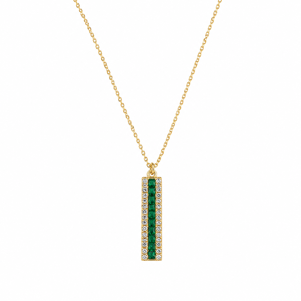 Swarique Haritika Emerald Bar Pendant Necklace