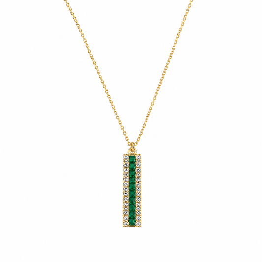 Swarique Haritika Emerald Bar Pendant Necklace